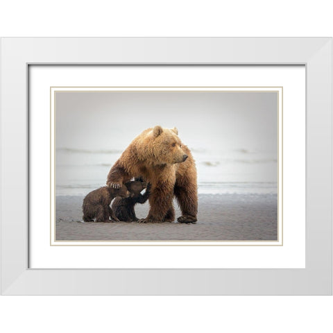 Family Time White Modern Wood Framed Art Print with Double Matting by Doyle, Renee