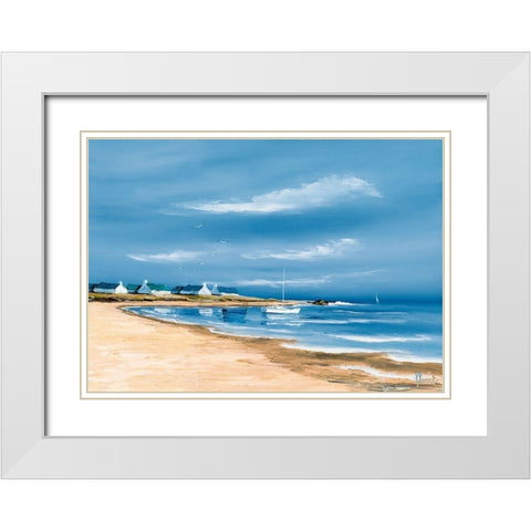 Hameau au bord de la baie White Modern Wood Framed Art Print with Double Matting by Flanet, Frederic
