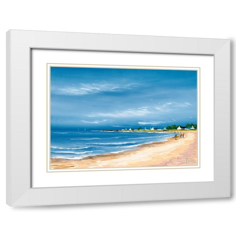Promenade sur la baie White Modern Wood Framed Art Print with Double Matting by Flanet, Frederic