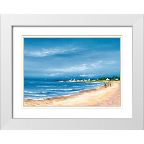 Promenade sur la baie White Modern Wood Framed Art Print with Double Matting by Flanet, Frederic