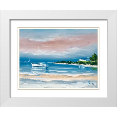 Rivages I White Modern Wood Framed Art Print with Double Matting by Flanet, Frederic