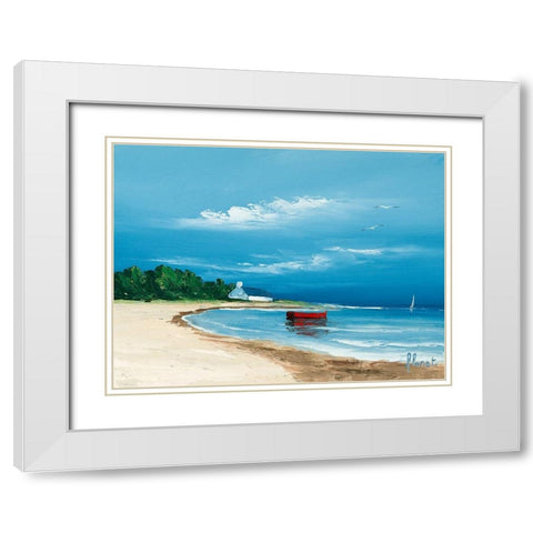 Rivages II White Modern Wood Framed Art Print with Double Matting by Flanet, Frederic
