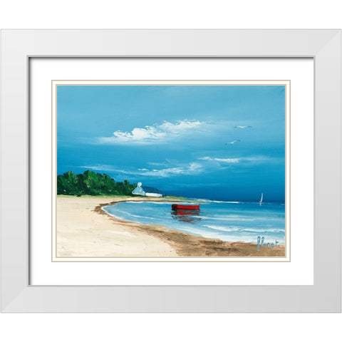 Rivages II White Modern Wood Framed Art Print with Double Matting by Flanet, Frederic