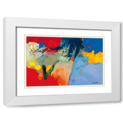 Rouge - Bleu II White Modern Wood Framed Art Print with Double Matting by Magis, Pascal
