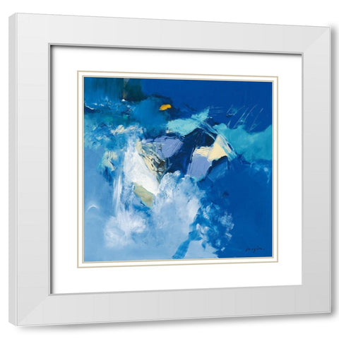 Bleu White Modern Wood Framed Art Print with Double Matting by Magis, Pascal