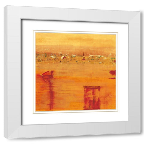 Orange Landscape White Modern Wood Framed Art Print with Double Matting by Richter-Armgart, Rose