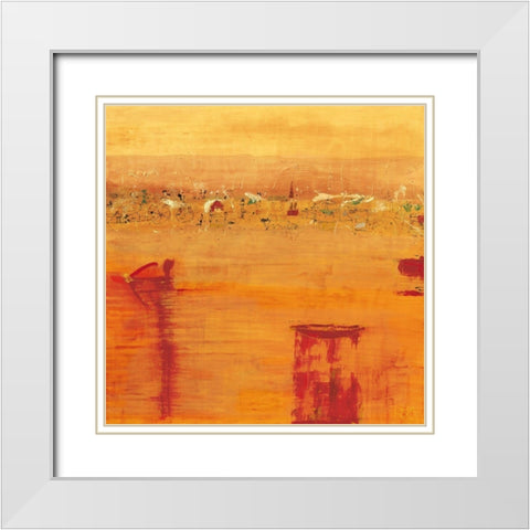 Orange Landscape White Modern Wood Framed Art Print with Double Matting by Richter-Armgart, Rose