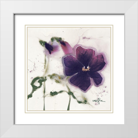 Les Pensees V White Modern Wood Framed Art Print with Double Matting by Marthe