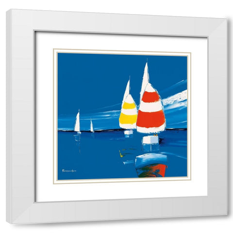 Dans le vent White Modern Wood Framed Art Print with Double Matting by Fontdeville, Guy