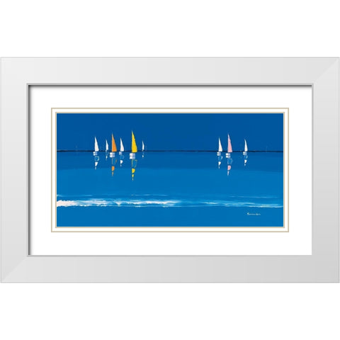 Voiles multicolores White Modern Wood Framed Art Print with Double Matting by Fontdeville, Guy