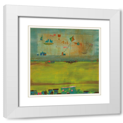 Green Landscape White Modern Wood Framed Art Print with Double Matting by Richter-Armgart, Rose