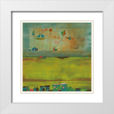 Green Landscape White Modern Wood Framed Art Print with Double Matting by Richter-Armgart, Rose