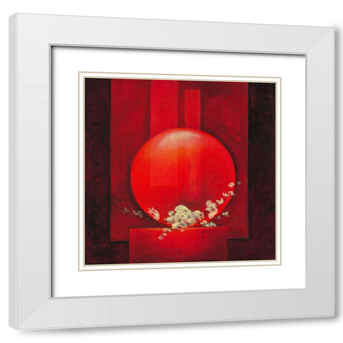 Offrande I White Modern Wood Framed Art Print with Double Matting by Triki, Bernadette