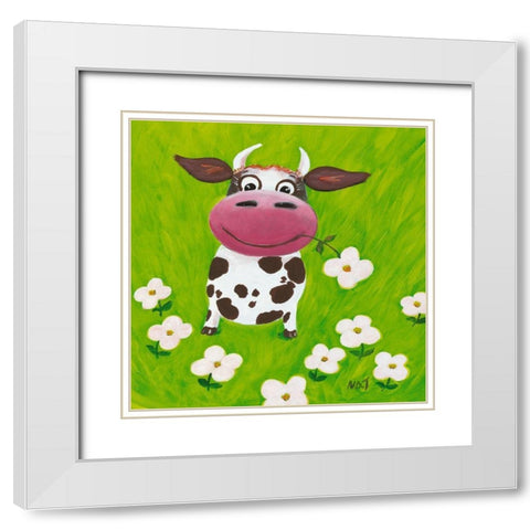 Dans le pre White Modern Wood Framed Art Print with Double Matting by NAT