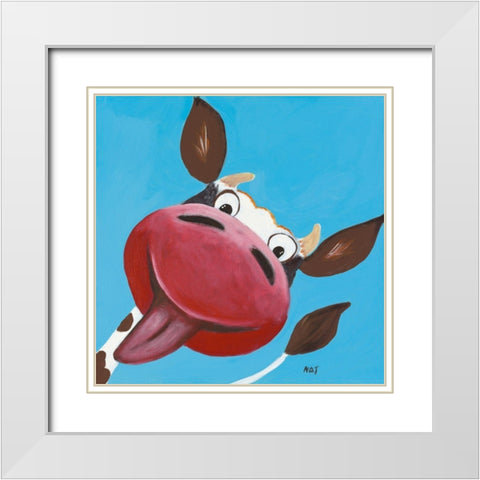 Coucou c est moi White Modern Wood Framed Art Print with Double Matting by NAT