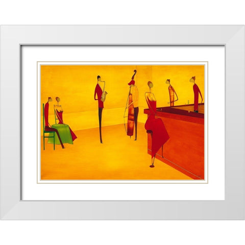 Bar Jazz White Modern Wood Framed Art Print with Double Matting by Ona