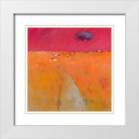 Landscape in orange and red White Modern Wood Framed Art Print with Double Matting by Groenhart, Jan