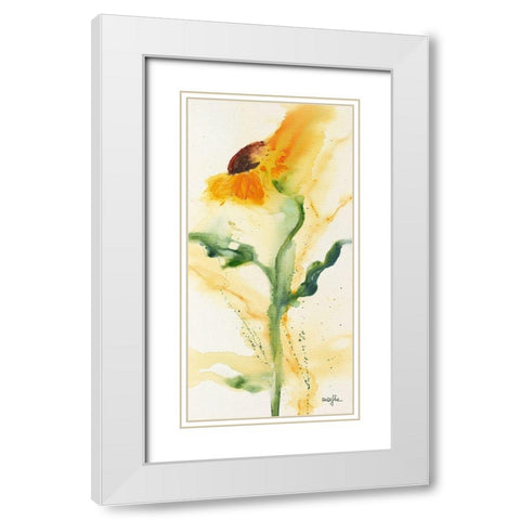 Tournesol I White Modern Wood Framed Art Print with Double Matting by Marthe
