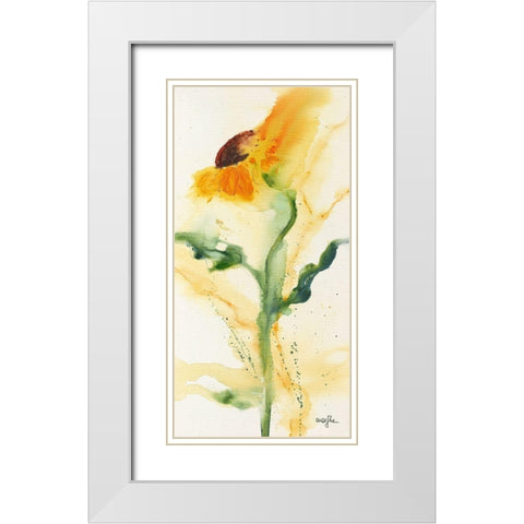 Tournesol I White Modern Wood Framed Art Print with Double Matting by Marthe