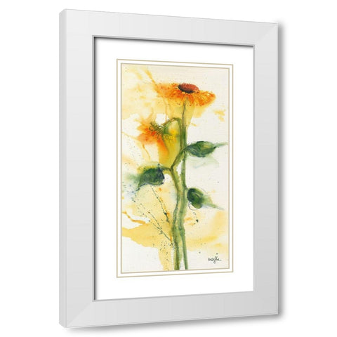 Tournesol II White Modern Wood Framed Art Print with Double Matting by Marthe