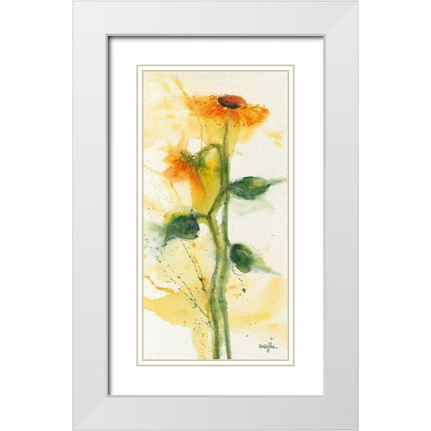 Tournesol II White Modern Wood Framed Art Print with Double Matting by Marthe
