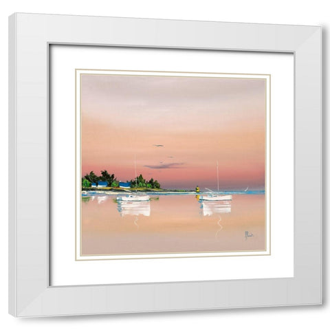Soleil couchant sur le golfe 1 White Modern Wood Framed Art Print with Double Matting by Flanet, Frederic