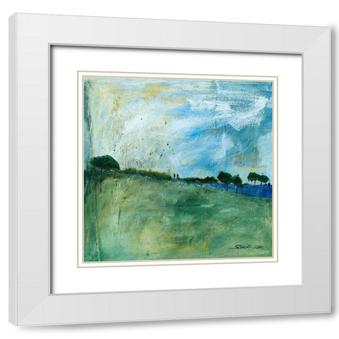 Blue Landscape White Modern Wood Framed Art Print with Double Matting by Scherk, Gabriele