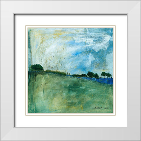 Blue Landscape White Modern Wood Framed Art Print with Double Matting by Scherk, Gabriele