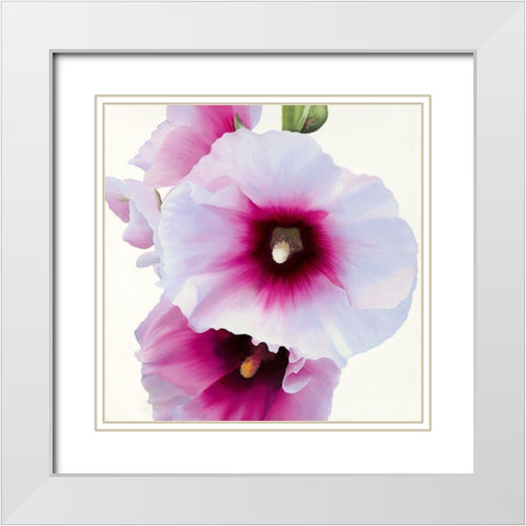 White Hollyhock I White Modern Wood Framed Art Print with Double Matting by Andrew, Stephanie