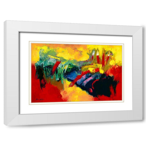 Rouge - Jaune I White Modern Wood Framed Art Print with Double Matting by Magis, Pascal