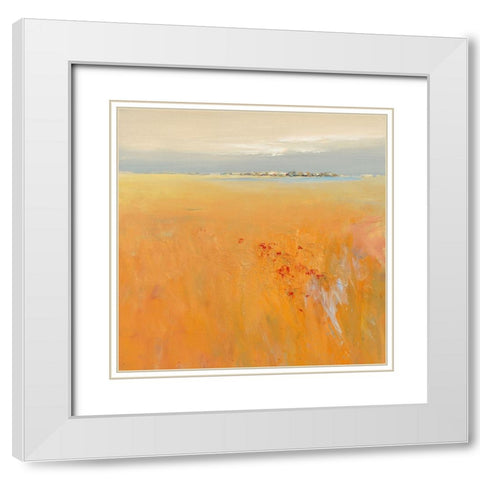 Flowers in the meadow White Modern Wood Framed Art Print with Double Matting by Groenhart, Jan