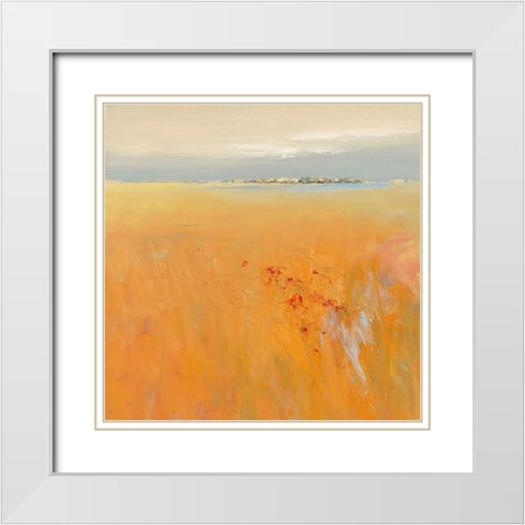 Flowers in the meadow White Modern Wood Framed Art Print with Double Matting by Groenhart, Jan