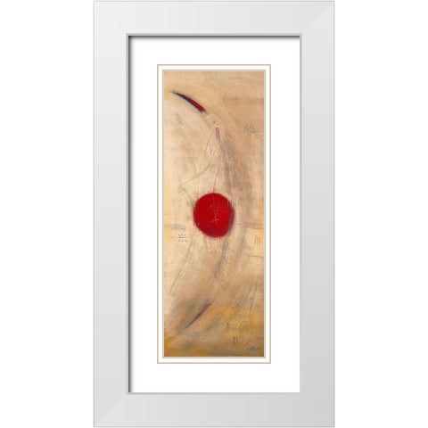 Triptyque rouge III White Modern Wood Framed Art Print with Double Matting by Becam, Carole