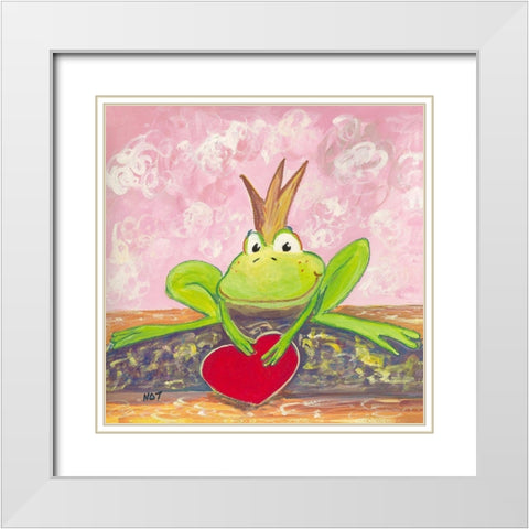 Coeur a prendre White Modern Wood Framed Art Print with Double Matting by NAT