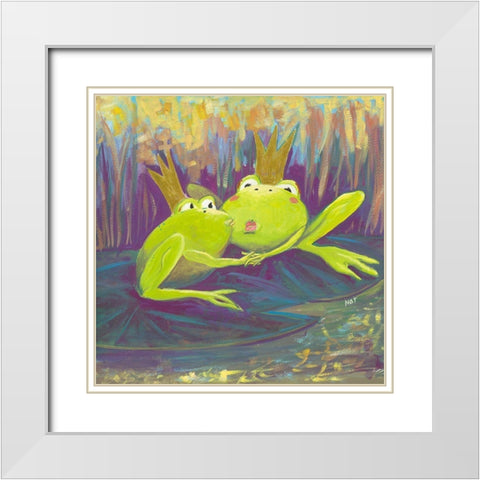 Amour toujours White Modern Wood Framed Art Print with Double Matting by NAT