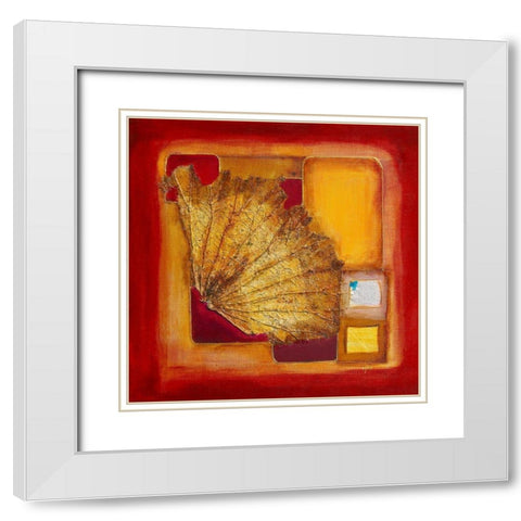 Le lotus d or II White Modern Wood Framed Art Print with Double Matting by Perinciolo Duluc, Lyne