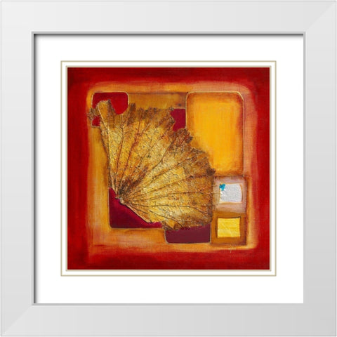 Le lotus d or II White Modern Wood Framed Art Print with Double Matting by Perinciolo Duluc, Lyne