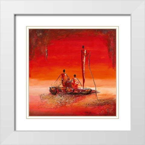 La peche White Modern Wood Framed Art Print with Double Matting by Marso