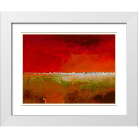 Incredibly Red White Modern Wood Framed Art Print with Double Matting by Groenhart, Jan