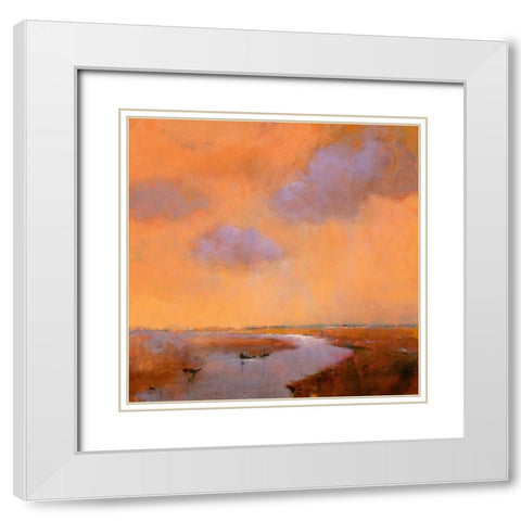 Evening Sky White Modern Wood Framed Art Print with Double Matting by Groenhart, Jan