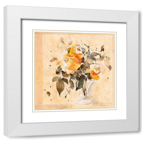 Roses III White Modern Wood Framed Art Print with Double Matting by ROMO-Rolf Morschhauser
