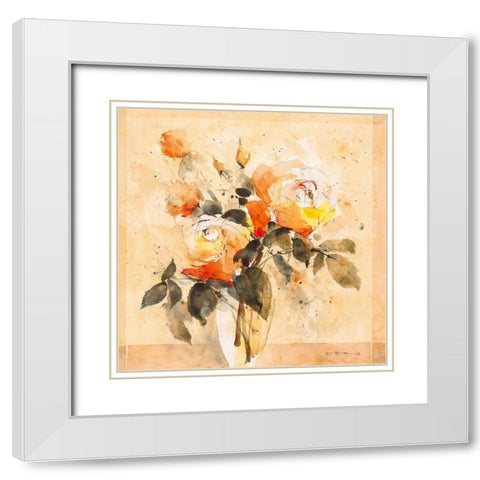 Roses IV White Modern Wood Framed Art Print with Double Matting by ROMO-Rolf Morschhauser