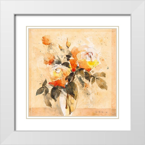 Roses IV White Modern Wood Framed Art Print with Double Matting by ROMO-Rolf Morschhauser