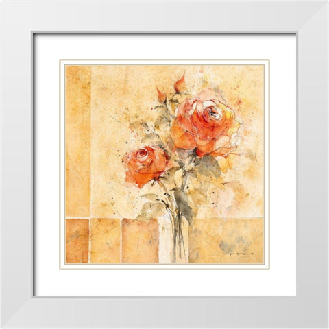 Roses V White Modern Wood Framed Art Print with Double Matting by ROMO-Rolf Morschhauser
