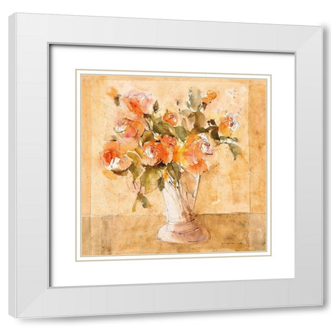 Roses VI White Modern Wood Framed Art Print with Double Matting by ROMO-Rolf Morschhauser