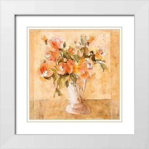 Roses VI White Modern Wood Framed Art Print with Double Matting by ROMO-Rolf Morschhauser