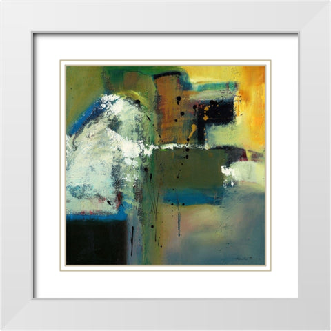 Abstract in Green I White Modern Wood Framed Art Print with Double Matting by Barnes, Natasha
