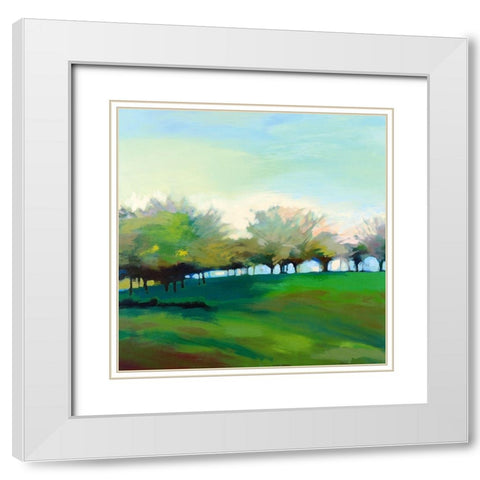 Champs de pommiers White Modern Wood Framed Art Print with Double Matting by Mazur-Devaux, Ewa