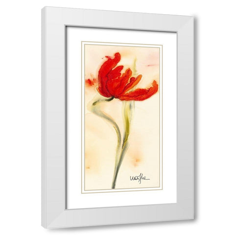 Tulipe I White Modern Wood Framed Art Print with Double Matting by Marthe