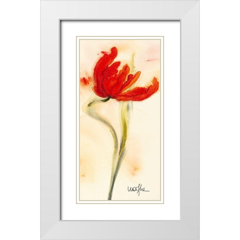 Tulipe I White Modern Wood Framed Art Print with Double Matting by Marthe